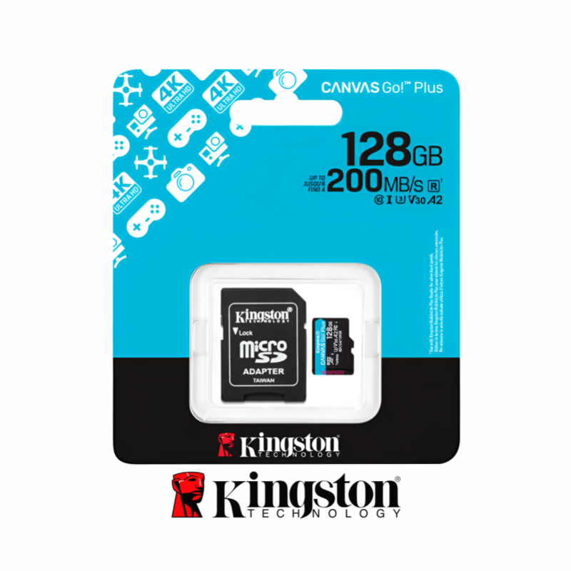 KINGSTON CANVAS GO! PLUS 128GB MEMORIA MICROSD CON ADAPTADOR SD KINGSTON CANVAS GO! PLUS 128GB MEMORIA MICROSD CON ADAPTADOR SD