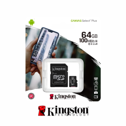 KINGSTON CANVAS SELECT PLUS  64GB MEMORIA MICROSD CON ADAPTADOR SD