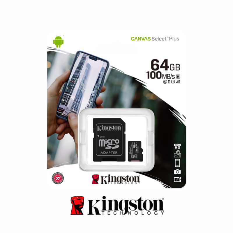 KINGSTON CANVAS SELECT PLUS 64GB MEMORIA MICROSD CON ADAPTADOR SD KINGSTON CANVAS SELECT PLUS 64GB MEMORIA MICROSD CON ADAPTADOR SD