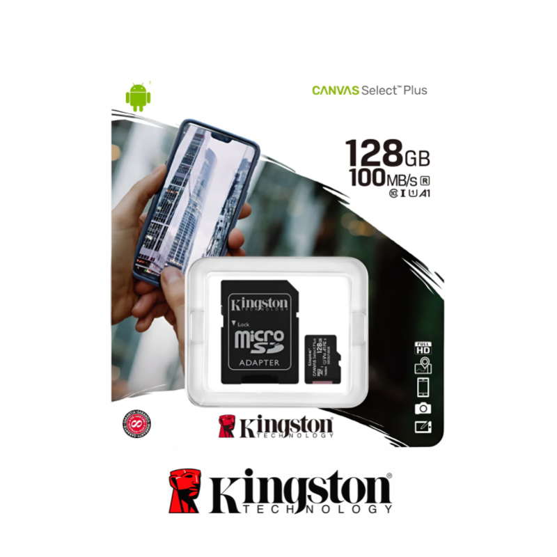 KINGSTON CANVAS SELECT PLUS  128GB MEMORIA MICROSD CON ADAPTADOR SD