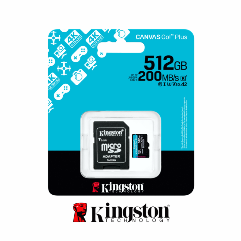 KINGSTON CANVAS GO! PLUS 512GB MEMORIA MICROSD CON ADAPTADOR SD KINGSTON CANVAS GO! PLUS 512GB MEMORIA MICROSD CON ADAPTADOR SD
