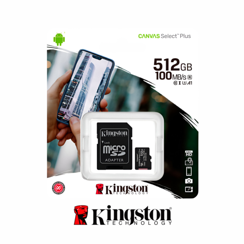KINGSTON CANVAS SELECT PLUS 512GB MEMORIA MICROSD CON ADAPTADOR SD KINGSTON CANVAS SELECT PLUS 512GB MEMORIA MICROSD CON ADAPTADOR SD