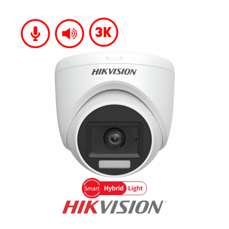 HIKVISION DOMO 5MP 3K /ANALOGA/FIJA/ SMART HYBRID LIGHT IR 20M 2.8MM C/AUDIO