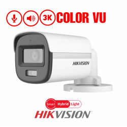 HIKVISION TUBO 5MP 3K COLOR VU /ANALOGA/FIJA/ SMART HYBRID LIGHT IR 25M 2.8MM C/AUDIO
