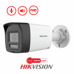 HIKVISION TUBO 2MP 1080P /ANALOGA/FIJA/ SMART HYBRID LIGHT IR 20M 2.8MM C/AUDIO DOBLE VIA