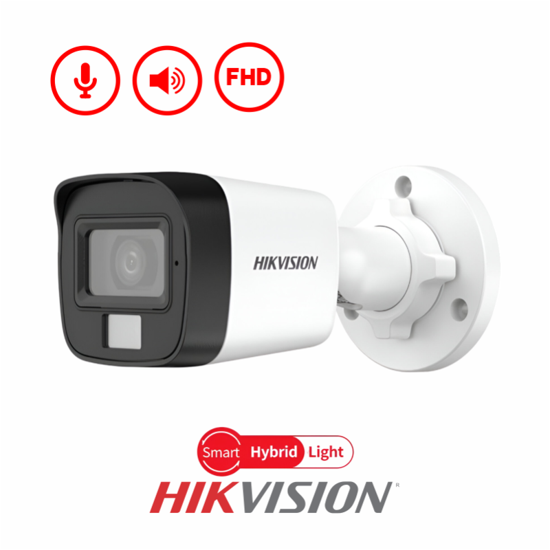 HIKVISION 2MP 1080P /ANALOGA/FIJA/ SMART HYBRID LIGHT IR 20M 2.8MM C/AUDIO