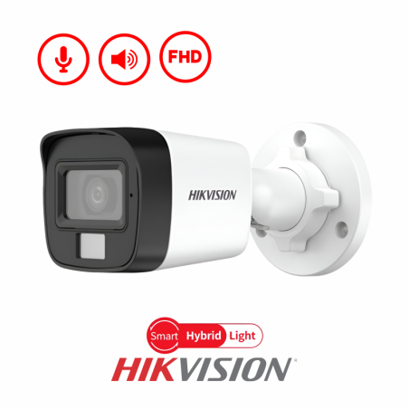 HIKVISION 2MP 1080P /ANALOGA/FIJA/ SMART HYBRID LIGHT IR 20M 2.8MM C/AUDIO