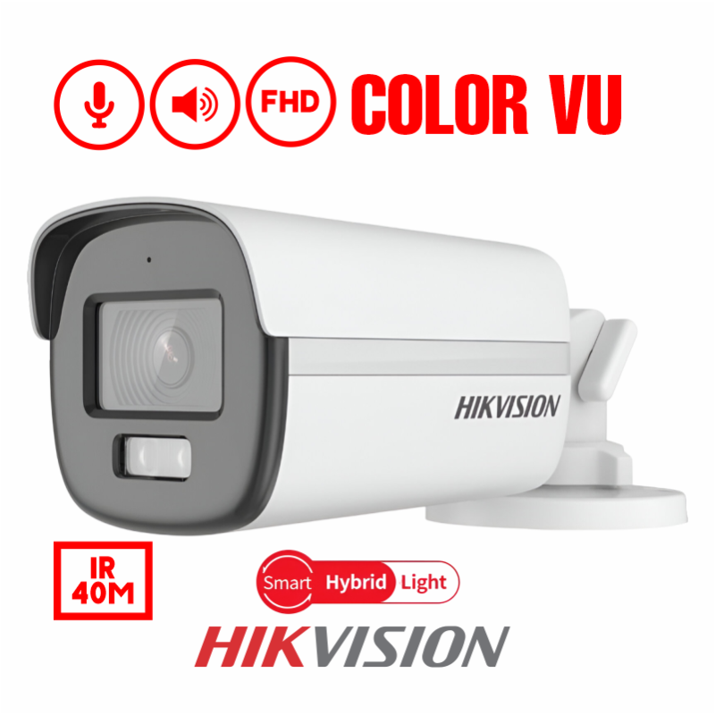 CÁMARA BALA FIJA COLORVU CON LUZ HÍBRIDA INTELIGENTE DE 2 MP