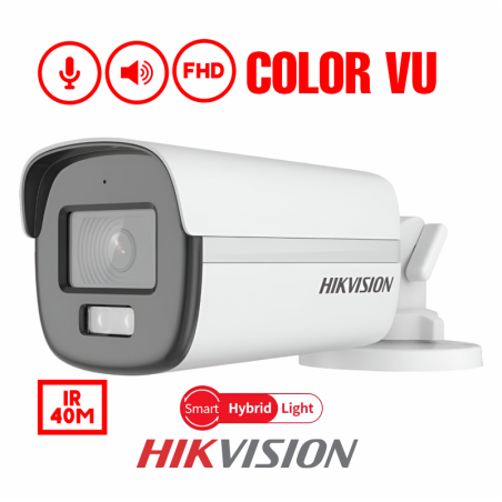 CÁMARA BALA FIJA COLORVU CON LUZ HÍBRIDA INTELIGENTE DE 2 MP