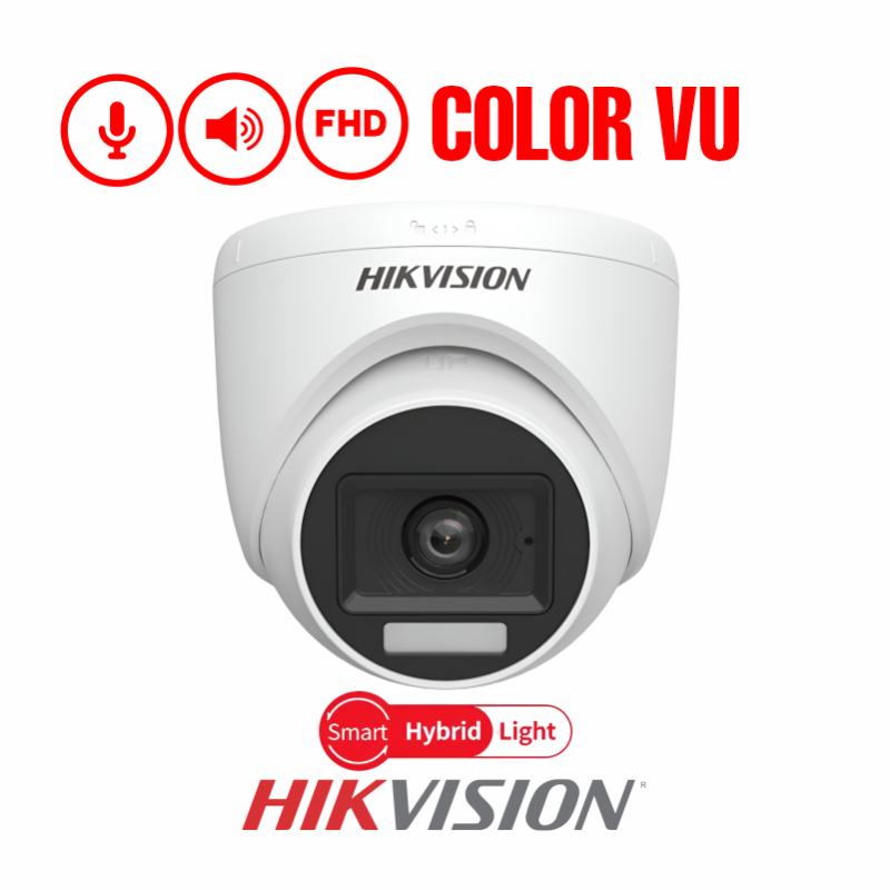 HIKVISION DOMO 2MP 1080P COLOR VU/ANALOGA/FIJA/ SMART HYBRID LIGHT IR 20M 2.8MM C/AUDIO