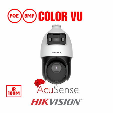 CÁMARA IP DOMO DE VELOCIDAD ACUSENSE TANDEMVU 4+4MP 25X COLORVU E IR