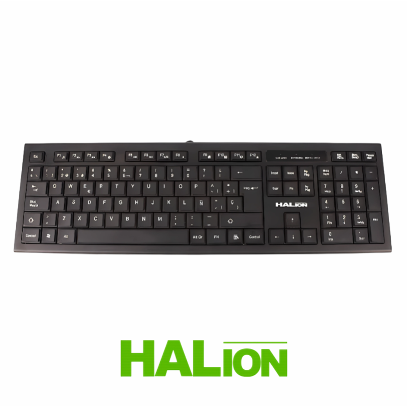 TECLADO HALION ESTANDAR MULTIMEDIA,CONEXION USB, COLOR NEGRO (MOD. HA-K334)