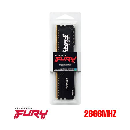 MEMORIA 8GB DDR4 KINGSTON FURY BEAST BLACK BUS 2666MHZ